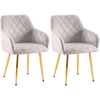 CLP Set van 2 Eetkamerstoel Monett goud Frame - Fluweel - grijs product