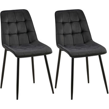 CLP Set van 2 Eetkamerstoel Gifford mat zwart Frame - Fluweel - zwart product