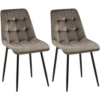 CLP Set van 2 Eetkamerstoel Gifford mat zwart Frame - Fluweel - antraciet product