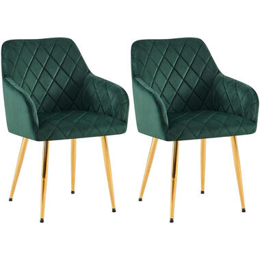 CLP Set van 2 Eetkamerstoel Monett Fluweel - groen product