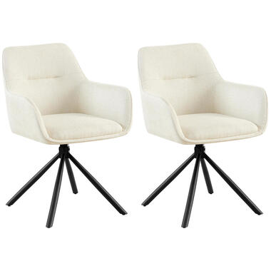 CLP Set van 2 Eetkamerstoel Tipton zwart Frame - Stof - creme product