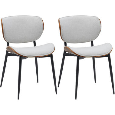 CLP Set van 2 Eetkamerstoel Enid Stof - walnoot/creme product