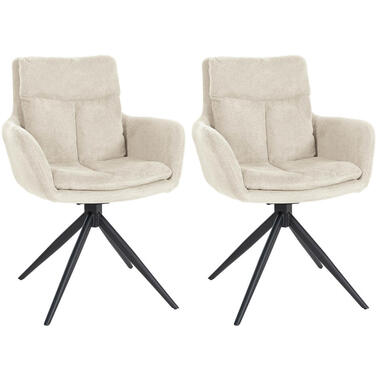 CLP Set van 2 Eetkamerstoel Vilas zwart Frame - Stof - creme product