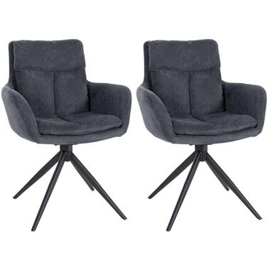 CLP Set van 2 Eetkamerstoel Vilas zwart Frame - Stof - zwart product