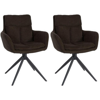 CLP Set van 2 Eetkamerstoel Vilas zwart Frame - Stof - bruin product