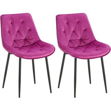 CLP Set van 2 Eetkamerstoel Wallace zwart Frame - Fluweel - paars product