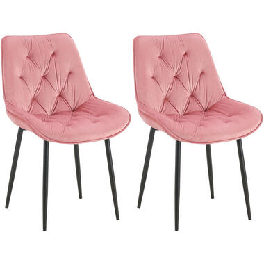CLP Set van 2 Eetkamerstoel Wallace zwart Frame - Fluweel - roze product