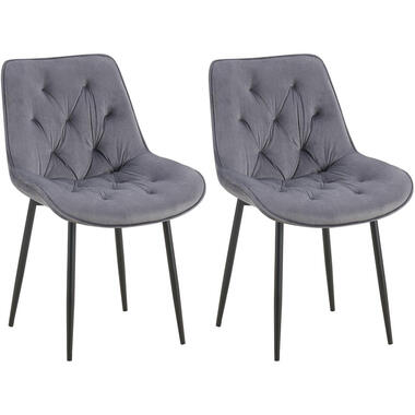 CLP Set van 2 Eetkamerstoel Wallace zwart Frame - Fluweel - donkergrijs product