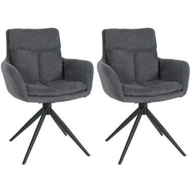 CLP Set van 2 Eetkamerstoel Vilas zwart Frame - Stof - donkergrijs product