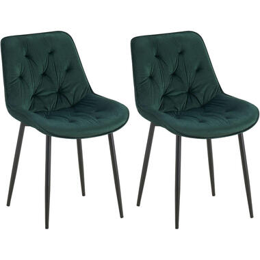 CLP Set van 2 Eetkamerstoel Wallace zwart Frame - Fluweel - groen product