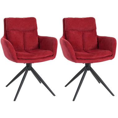 CLP Set van 2 Eetkamerstoel Vilas zwart Frame - Stof - rood product