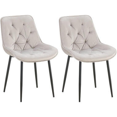 CLP Set van 2 Eetkamerstoel Wallace zwart Frame - Fluweel - grijs product