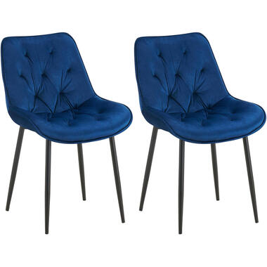 CLP Set van 2 Eetkamerstoel Wallace zwart Frame - Fluweel - blauw product