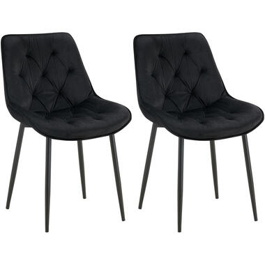 CLP Set van 2 Eetkamerstoel Wallace zwart Frame - Fluweel - zwart product