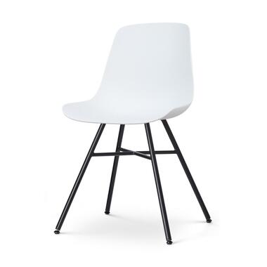 Nolon Noa-Pip Eetkamerstoel Wit - Kunststof - Zwart Onderstel product