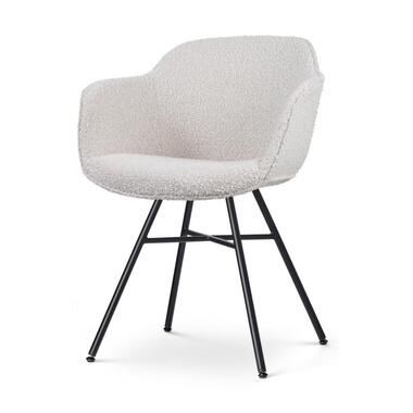 Nolon Noa-Mare Eetkamerstoel Bouclé Beige - Armleuning - Zwarte Poten product