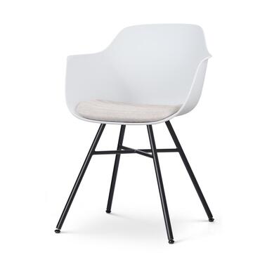 Nolon Noa-Liz Eetkamerstoel Wit - Beige Kussen - Zwarte Poten product