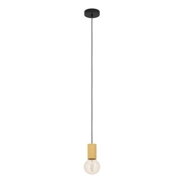 EGLO Pozueta 1 Hanglamp - E27 - Staal/Hout - Zwart/Bruin product