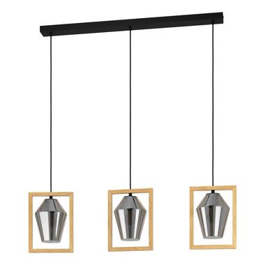 EGLO Viglioni Hanglamp - E27 - Hout/Staal/Glas - Zwart/Bruin product