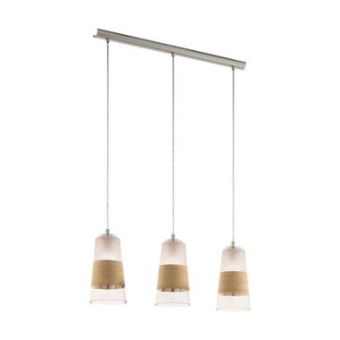 EGLO Burnham Hanglamp - E27 - Textiel - Wit/Bruin product