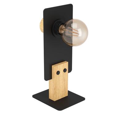 EGLO Bramerton Tafellamp - E27 - Staal/Hout - Zwart/Bruin product