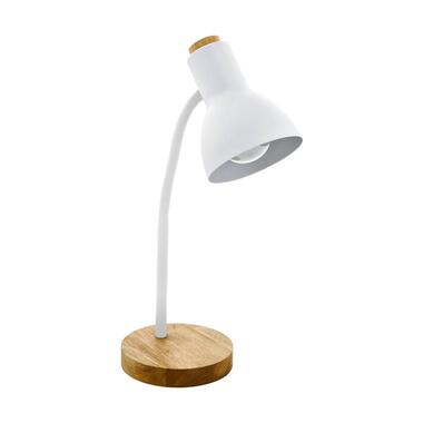 EGLO Veradal Tafellamp - E27 - Kunststof/Hout - Wit/Bruin product