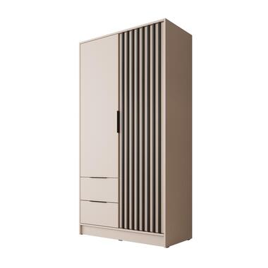 Meubella - Kledingkast Nairobi - Beige - Zwart - 105 cm product