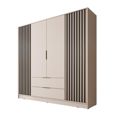Meubella - Kledingkast Nairobi - Beige - Zwart - 206 cm product
