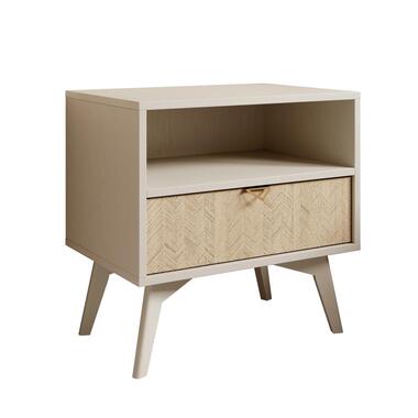Meubella - Nachtkastje Essence - Beige - Licht eiken product