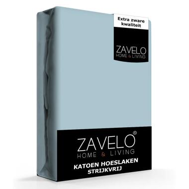 Zavelo Hoeslaken Katoen Strijkvrij Blauw-1-persoons (90x200 cm) product