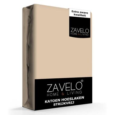 Zavelo Hoeslaken Katoen Strijkvrij Taupe-Lits-jumeaux (180x220 cm) product
