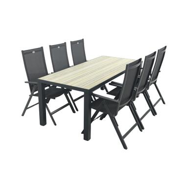 Napoli/Nola verstelbare tuinset 210x90 cm. - Antraciet/Houtlook product