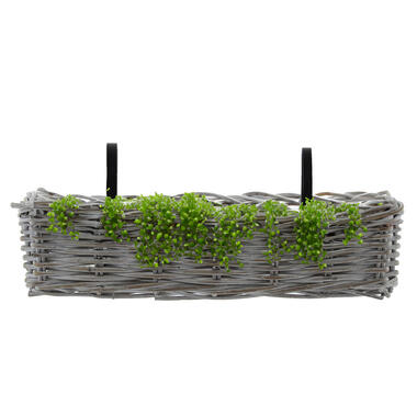 Van der Leeden Balkonmand - wit - rotan gevlochten - 60x20x16 cm product