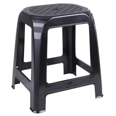 Urban Living opstapje/krukje - kunststof - zwart - 41 x 36 x 46 cm