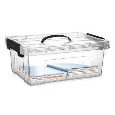 Plasticforte Opbergbox met deksel - grijs - 12.5L - kunststof product