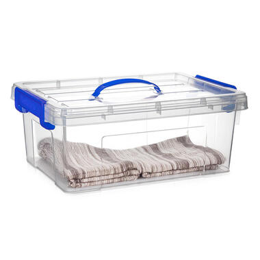 Plasticforte Opbergbox met deksel - blauw - 12.5L - kunststof product