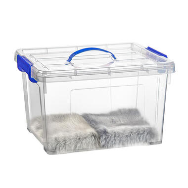 Plasticforte Opbergbox met deksel - blauw - 23.5L - kunststof product