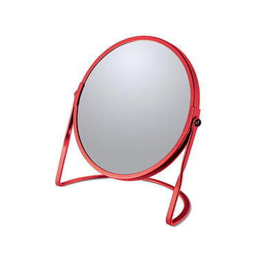 Make-up spiegel Cannes - 5x zoom - metaal - 18 x 20 cm - rood product