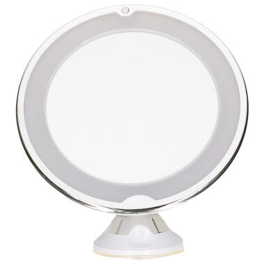 LED ring make-up spiegel met zuignap - wit - 20 x 22 cm - 5x zoom product