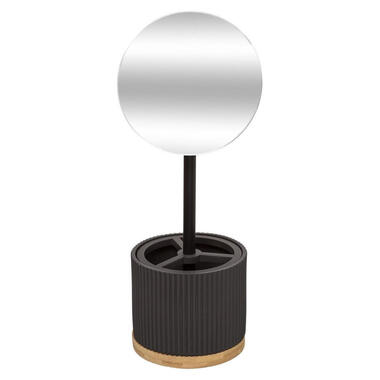 Make-up organizer/opberger met spiegel 14 x 14 x 35 cm zwart product
