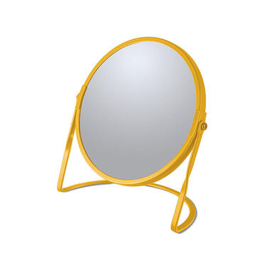 Make-up spiegel Cannes - 5x zoom - metaal - 18 x 20 cm - safraan geel product