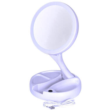 Make-up spiegel opvouwbaar met LED licht 16 cm wit product