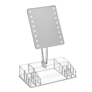 Make-up organizer/opberger met spiegel en verlichting kunststof 28 x 16 x 38 cm product