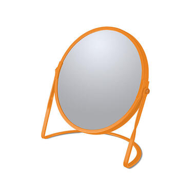 Make-up spiegel Cannes - 5x zoom - metaal - 18 x 20 cm - oranje product