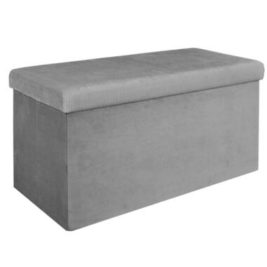 Home Deco Poef Velvet - opbergbox - grijs - 76 x 38 cm product