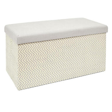 Home Deco Poef Fishbone - opbergbox - beige/grijs - 76 x 38 cm product