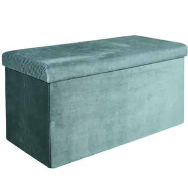 Home Deco Poef Velvet - opbergbox - blauw - 76 x 38 cm product