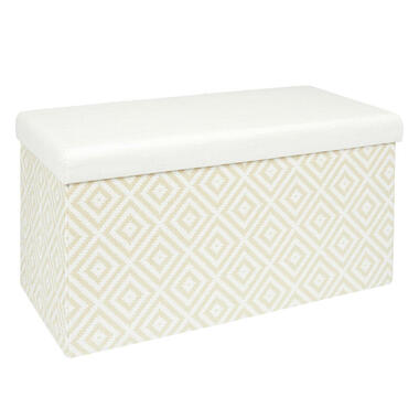 Home Deco Poefje - opbergbox - wit/zwart - 76 x 38 cm product