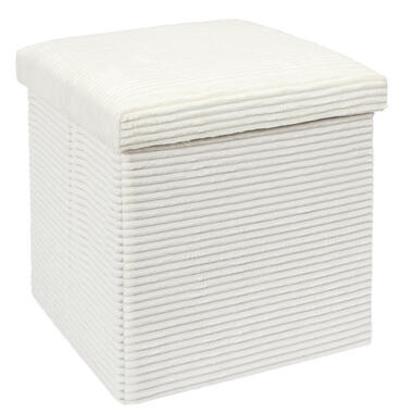 Home Deco Factory Poefje - opbergbox - rib - wit - 38 x 38cm product