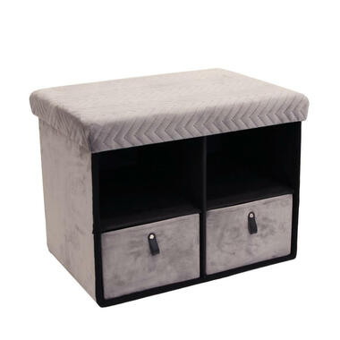 Home Deco Poefje - opbergbox - grijs velvet - 50 x 38 cm product